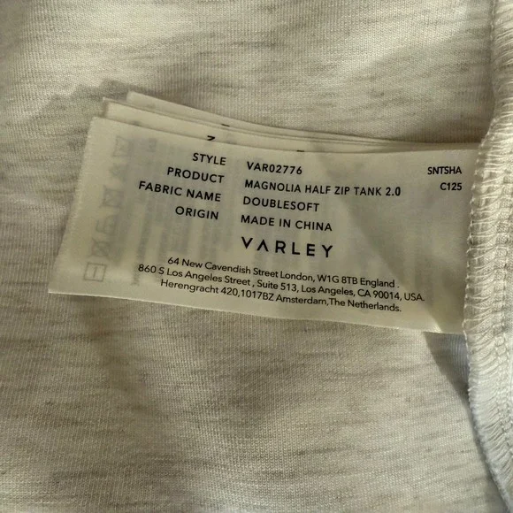 Varley Magnolia Half Zip Tank 2.0 Women Large Ivory Marl DoubleSoft New - Picture 10 of 11
